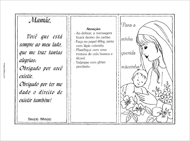 modelos de cartões dia das mães para pintar