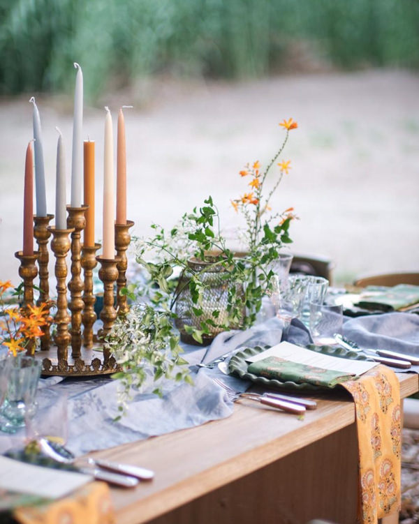 ideias de decoração de casamento rústico com velas