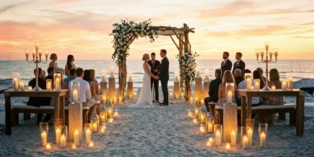 velas de LED vs velas de cera para casamento rústico