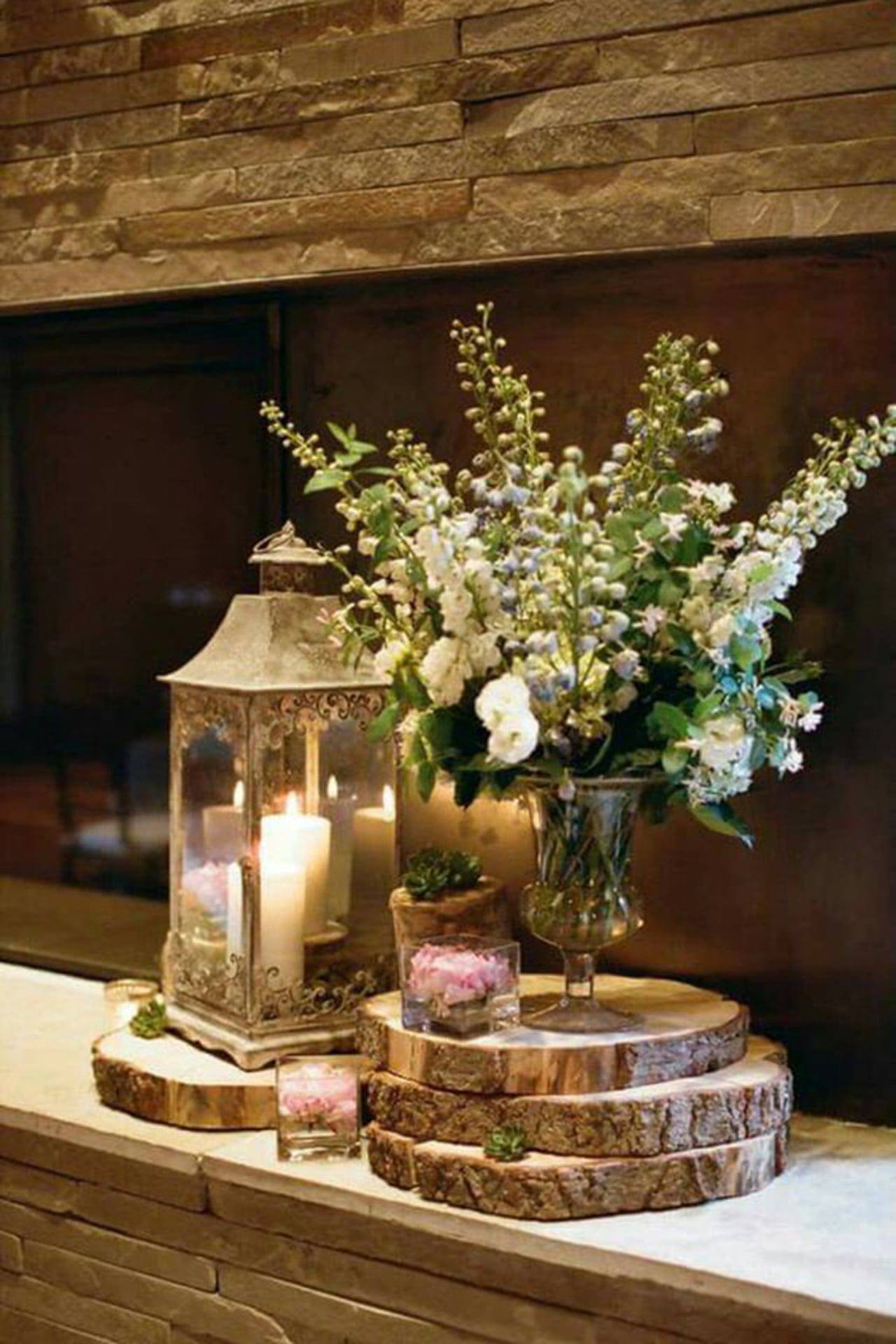 ideias de decoração de casamento rústico com velas