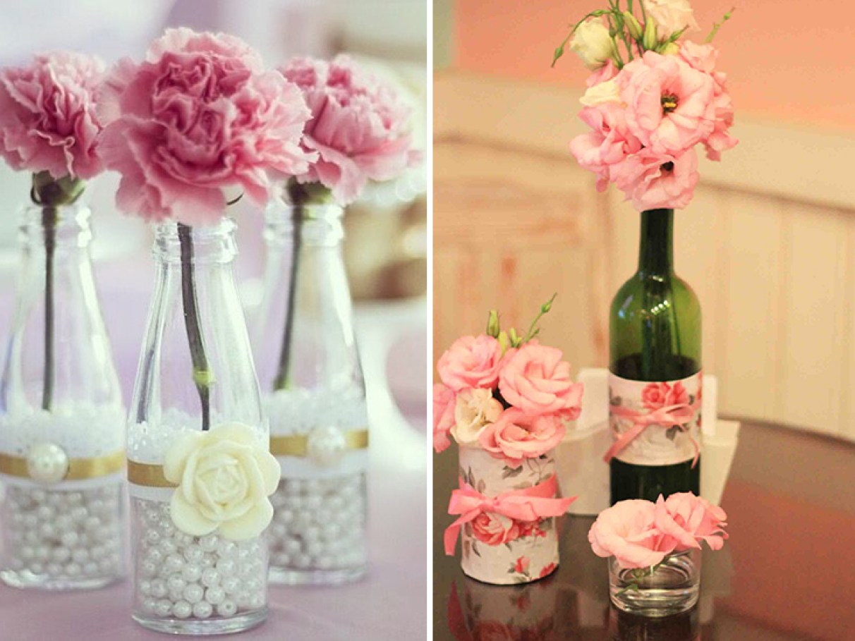 centro de mesa garrafa cerveja vs garrafa vinho