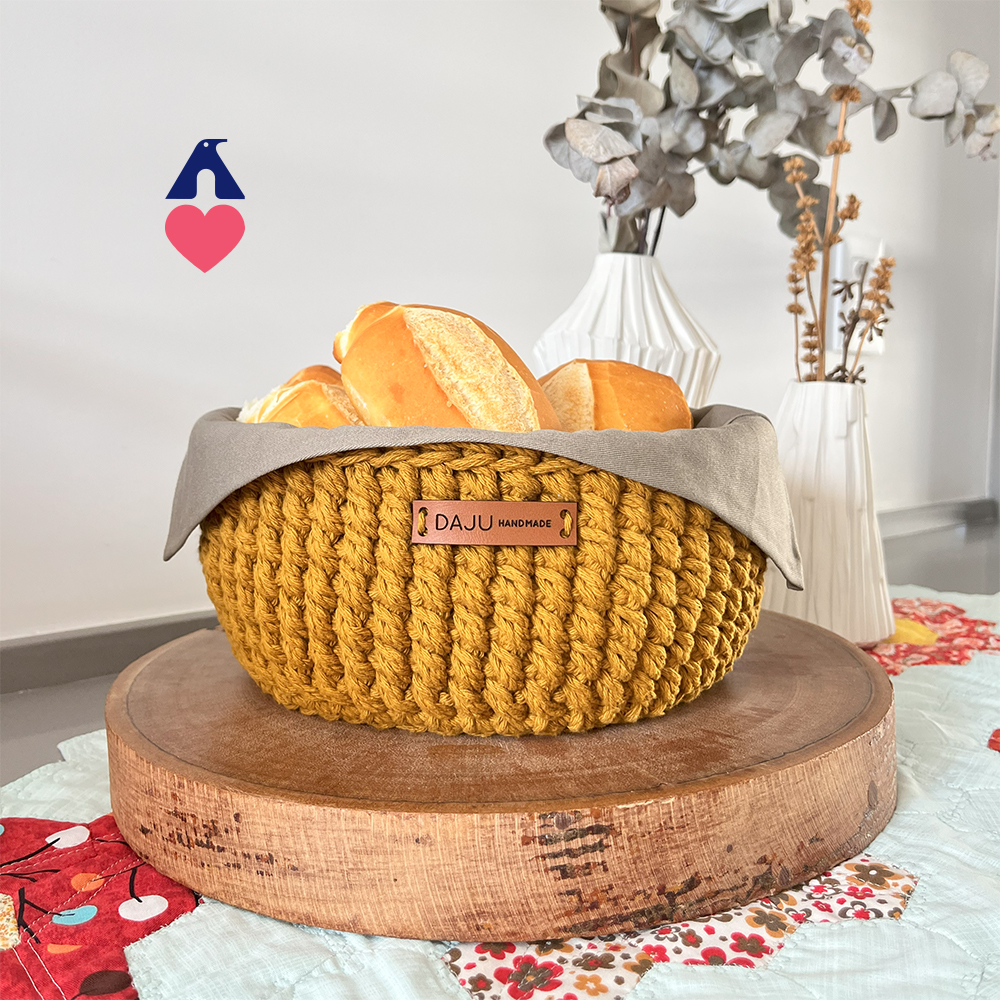 cesta de pão de crochê