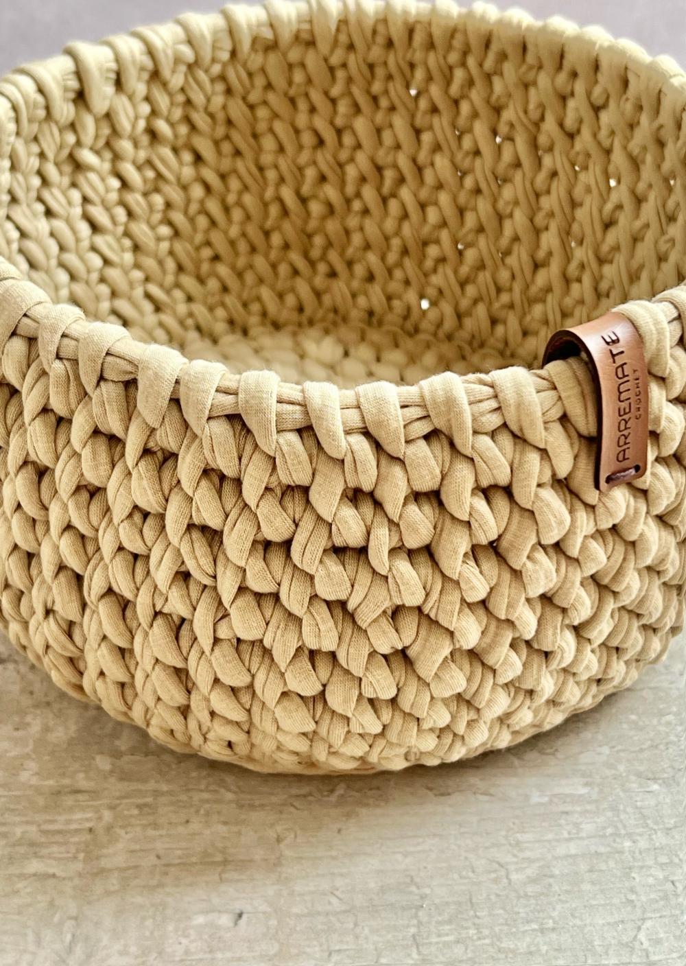 cesto organizador de crochê redondo