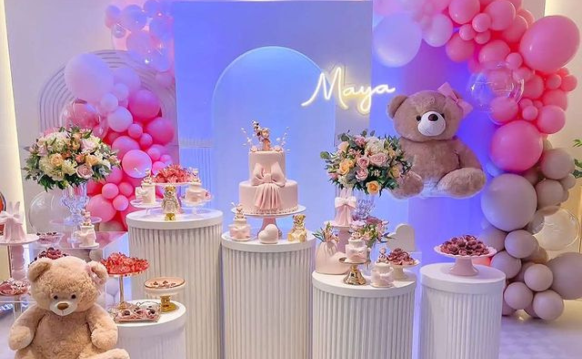decoração chá de bebê menina vs chá de bebê menino