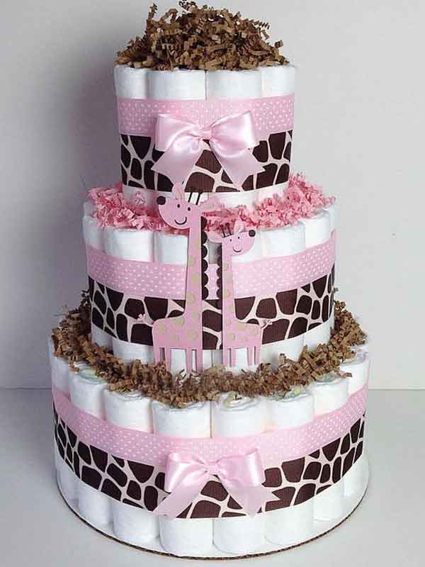 cha de fralda marrom e rosa