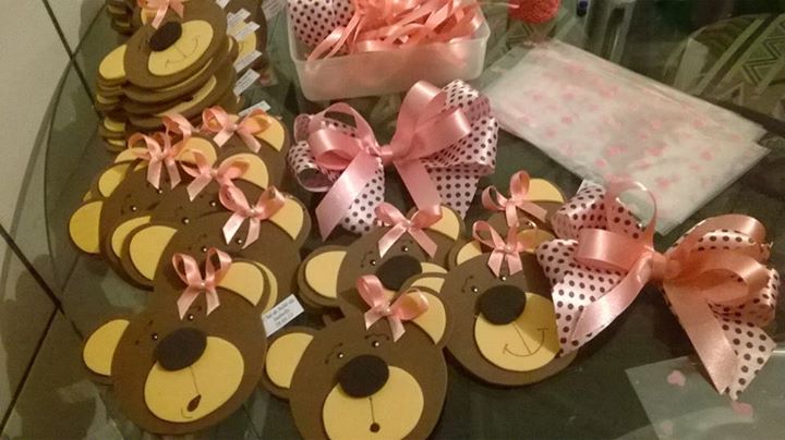 cha de fralda marrom e rosa