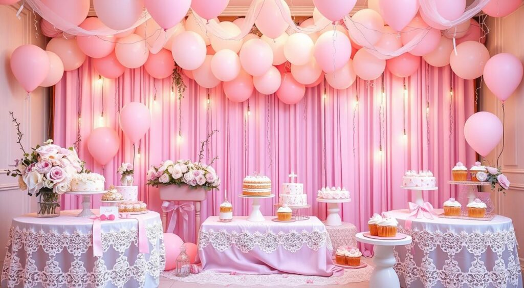 cha de fralda marrom e rosa