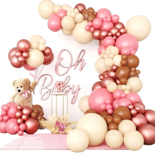 cha de fralda marrom e rosa