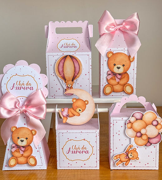 cha de fraldas rosa e dourado