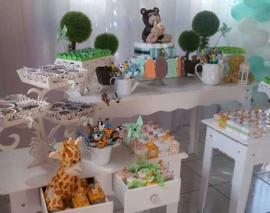 cha de fraldas safari economico como fazer