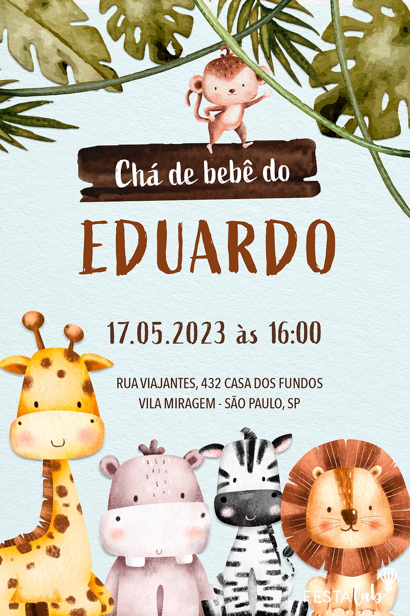 cha de fraldas safari ou floresta encantada qual escolher