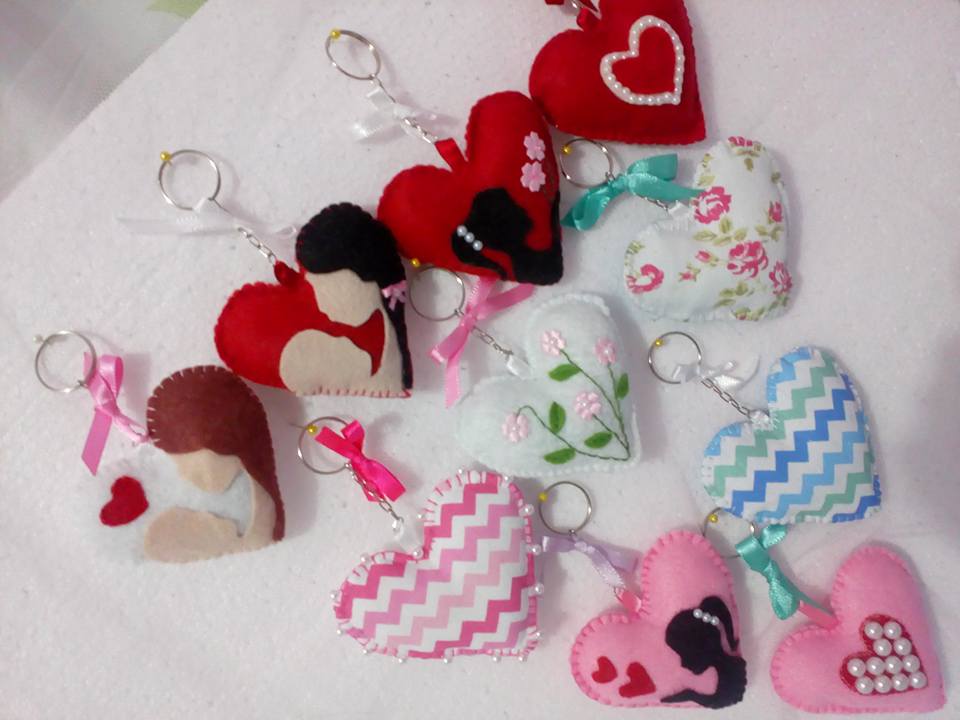 chaveiro coração feltro