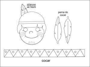 cocar de papel para colorir