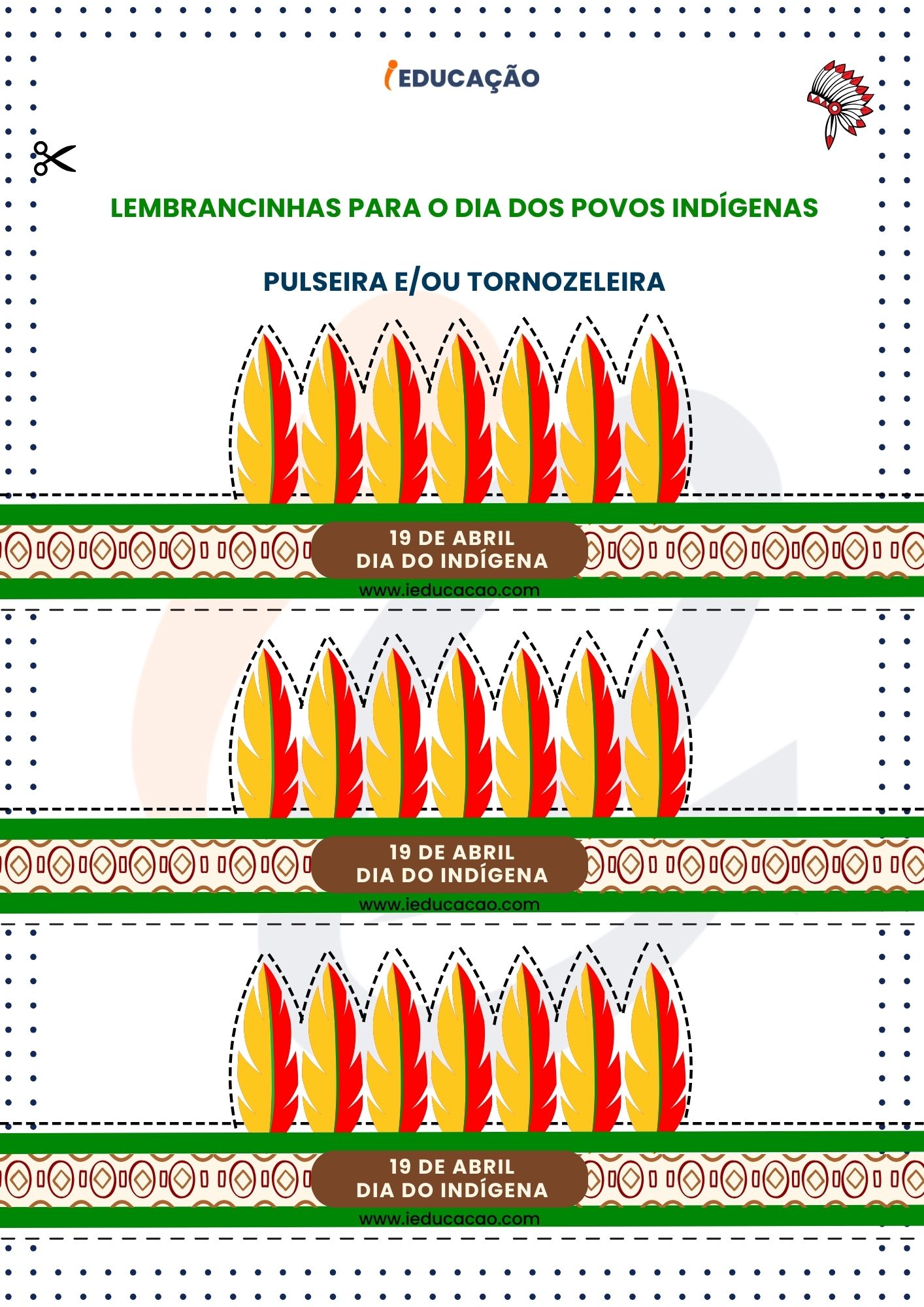 cocar indígena infantil para imprimir