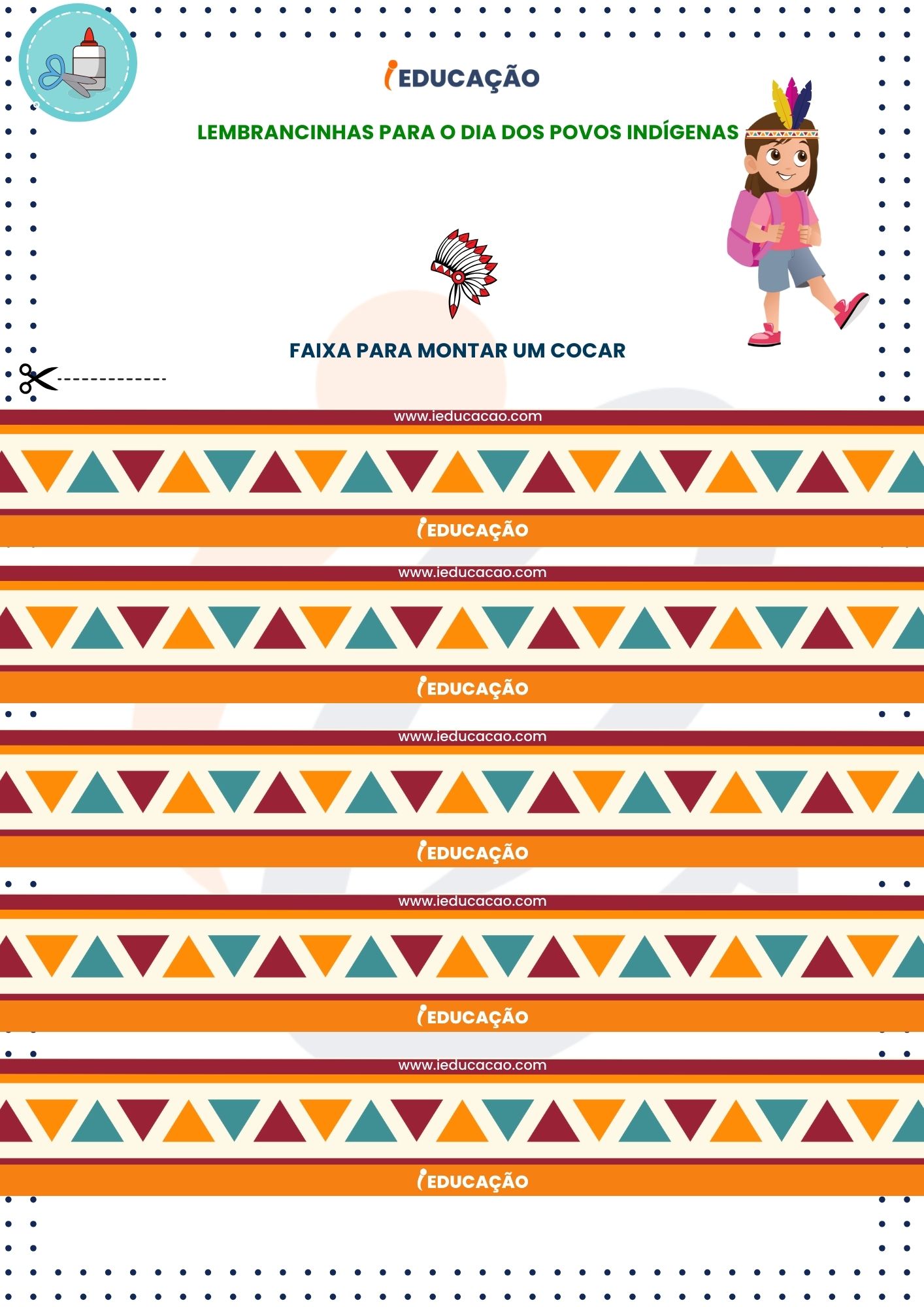 cocar indio para imprimir colorido