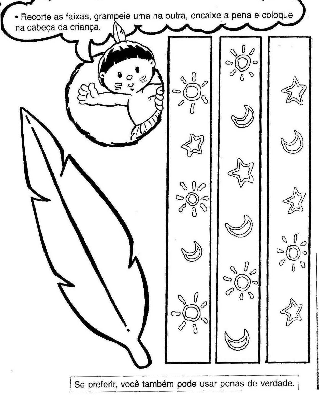 cocar para imprimir e colorir