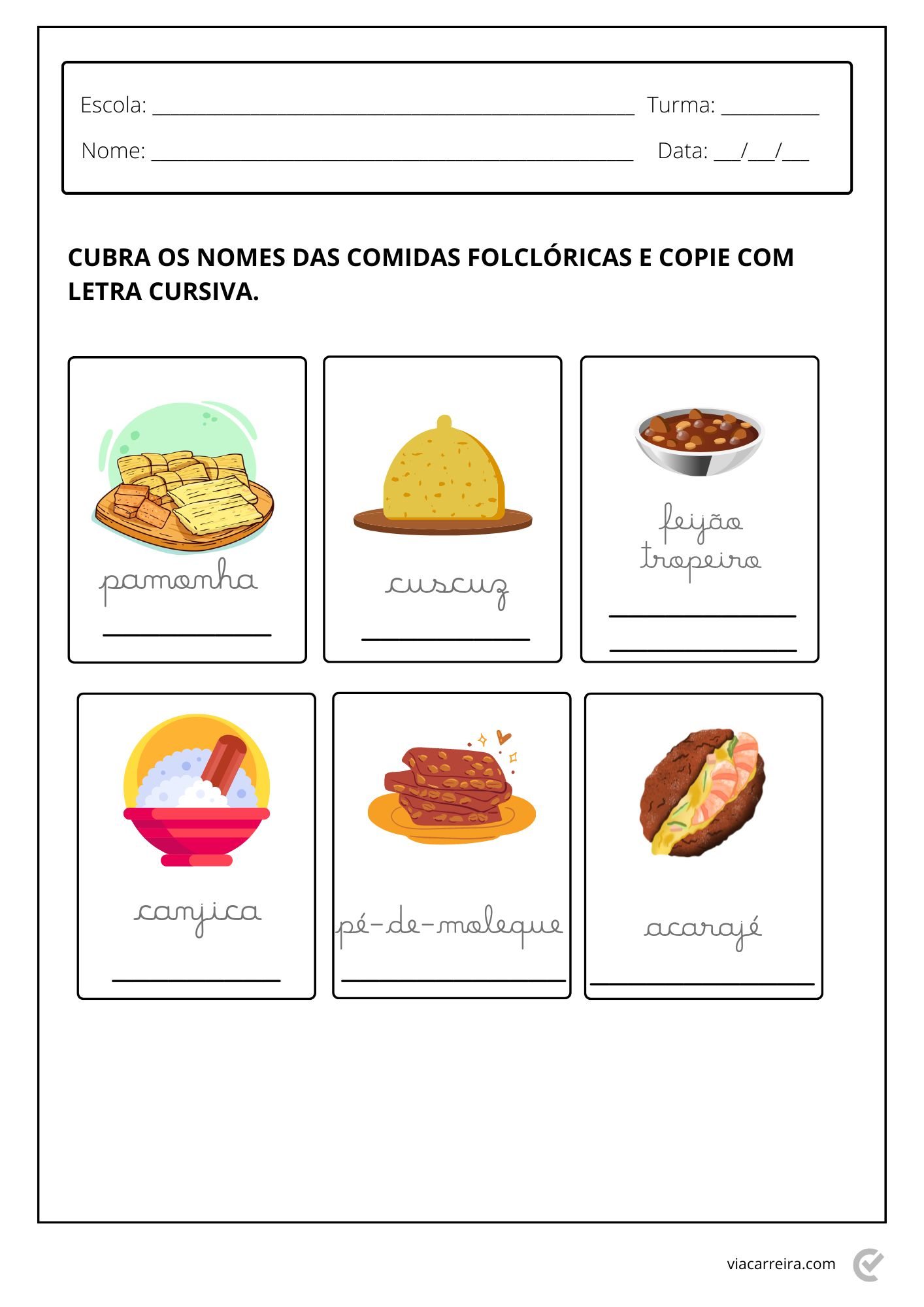 receitas folclóricas para desenhar