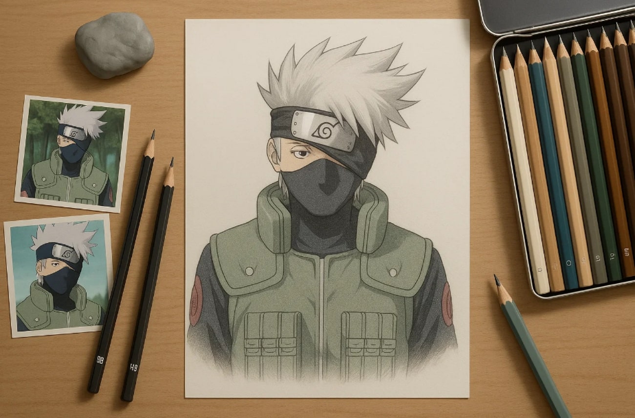 como desenhar o kakashi