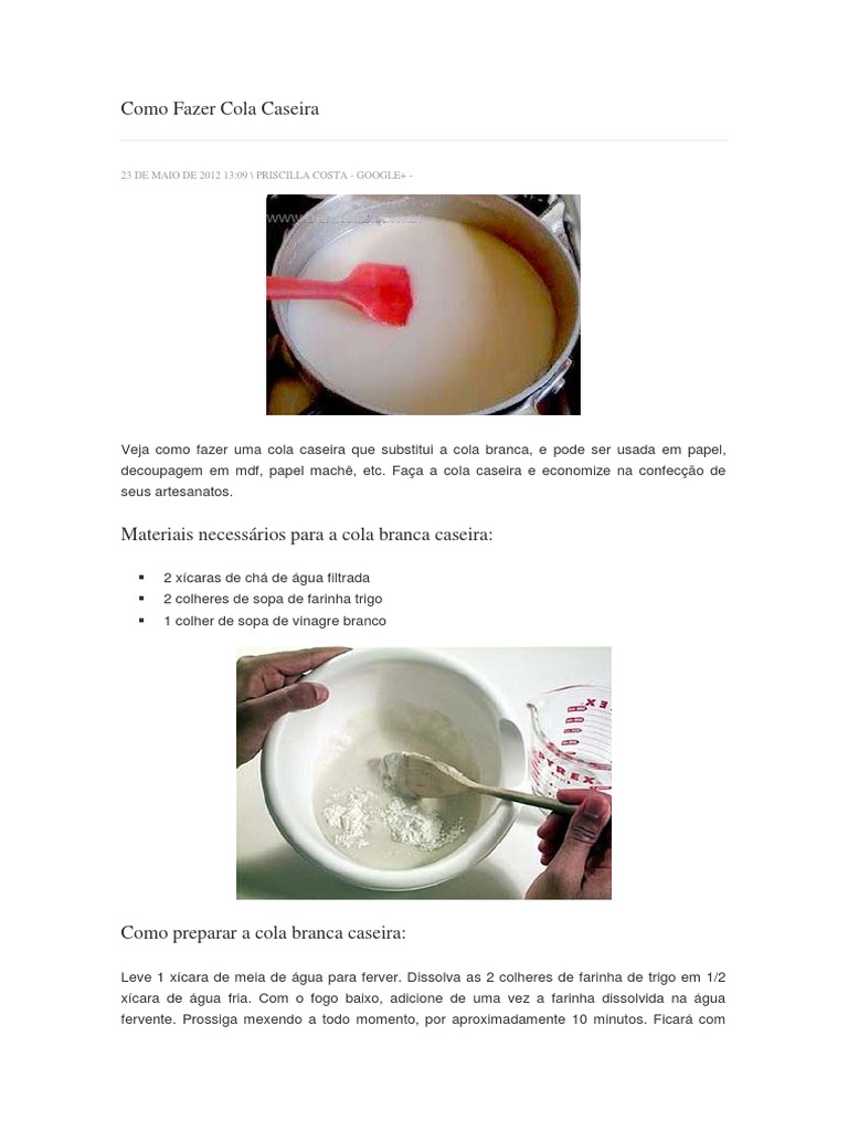 como fazer cola branca
