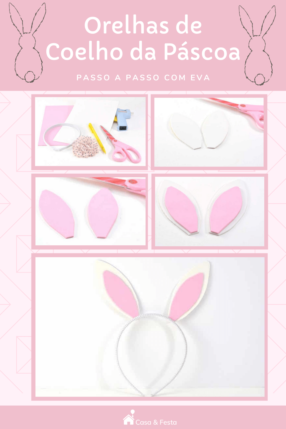 como fazer orelha de coelho em tiara