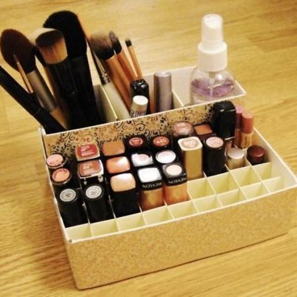 como fazer organizador de maquiagem com caixa de sapato