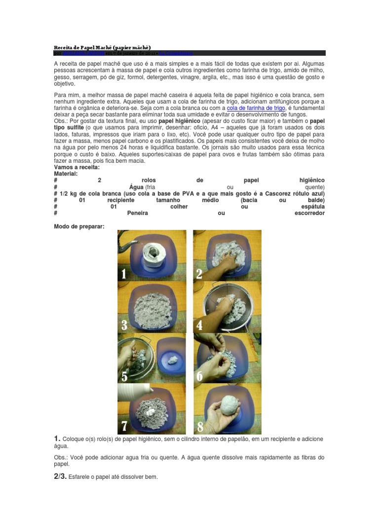 como fazer papel machê com cola