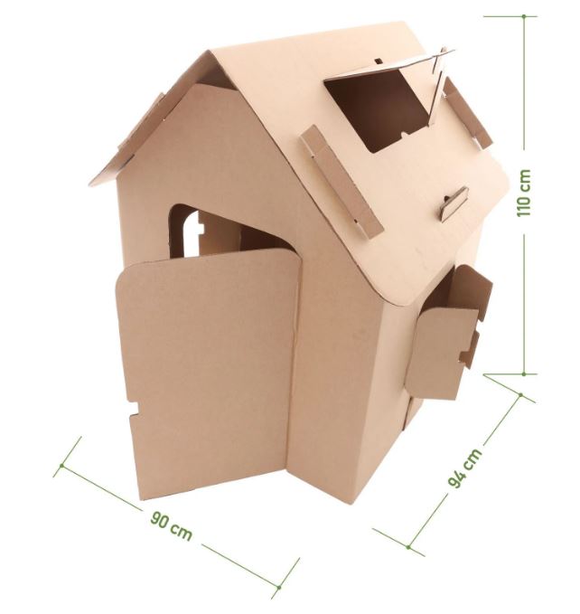 casinha de papelão com dois andares