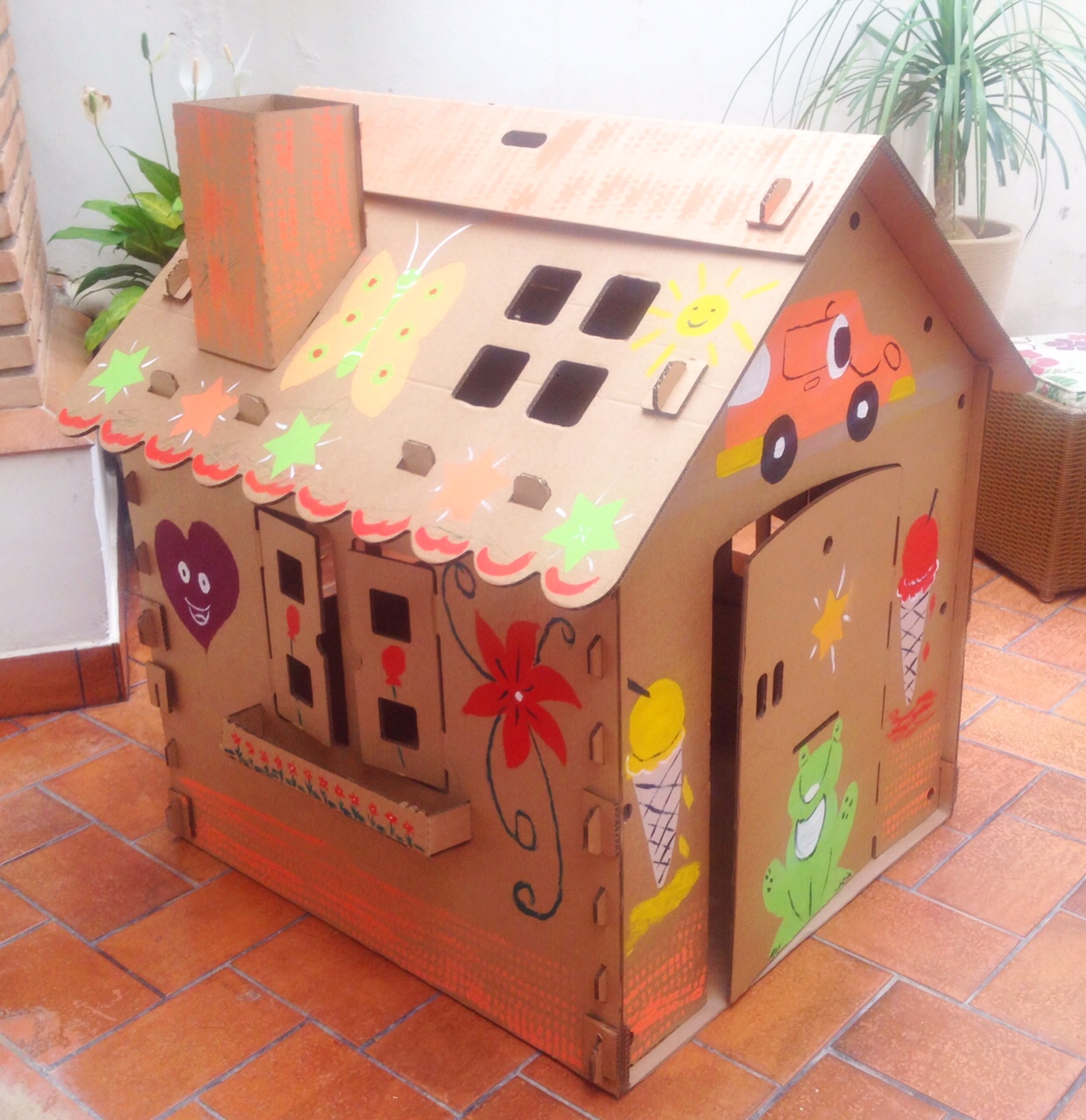 como fazer casinha de papelão simples