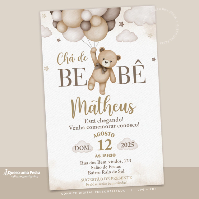 convite cha de bebe tema elefantinho para whatsapp