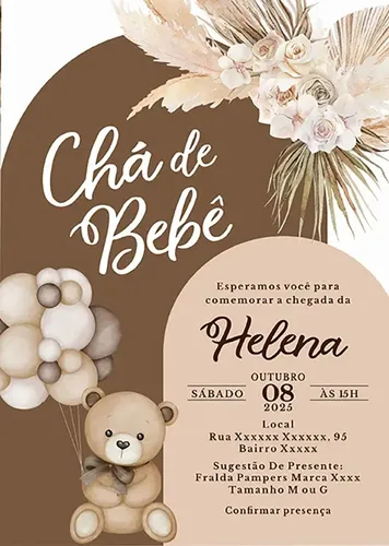 convite chá de bebe feminino