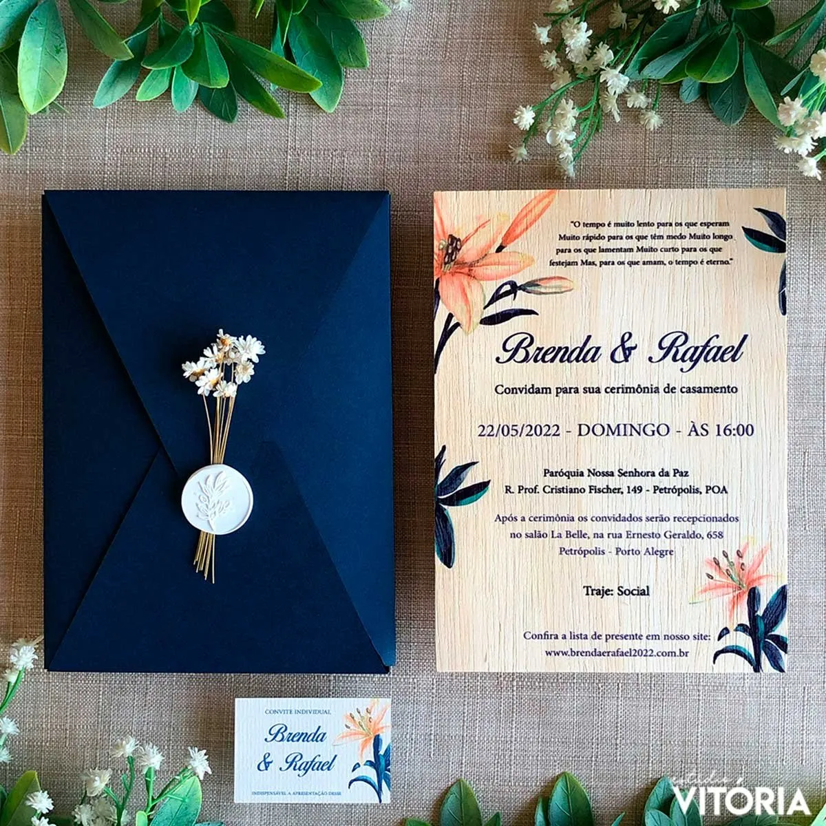 convite de casamento simples com foto