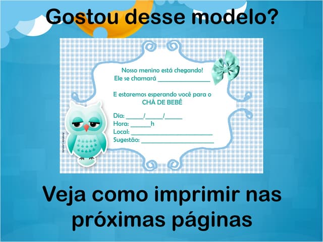 ideias de convite de chá de bebê menino criativos