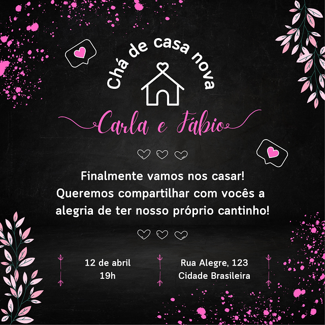 texto para convite de chá de casa nova