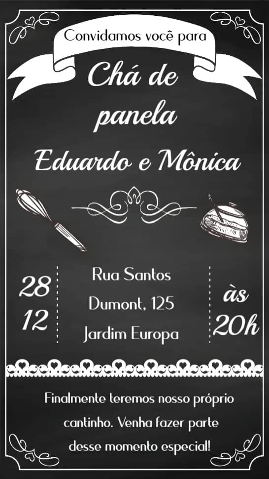 convite para chá de inauguração de casa