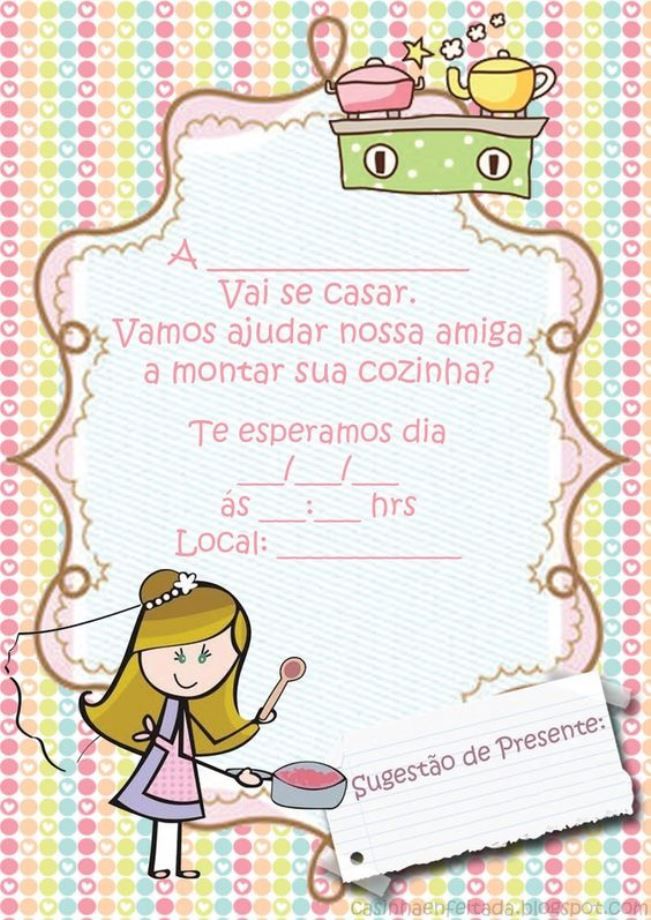 lista de presentes chá de casa nova convite