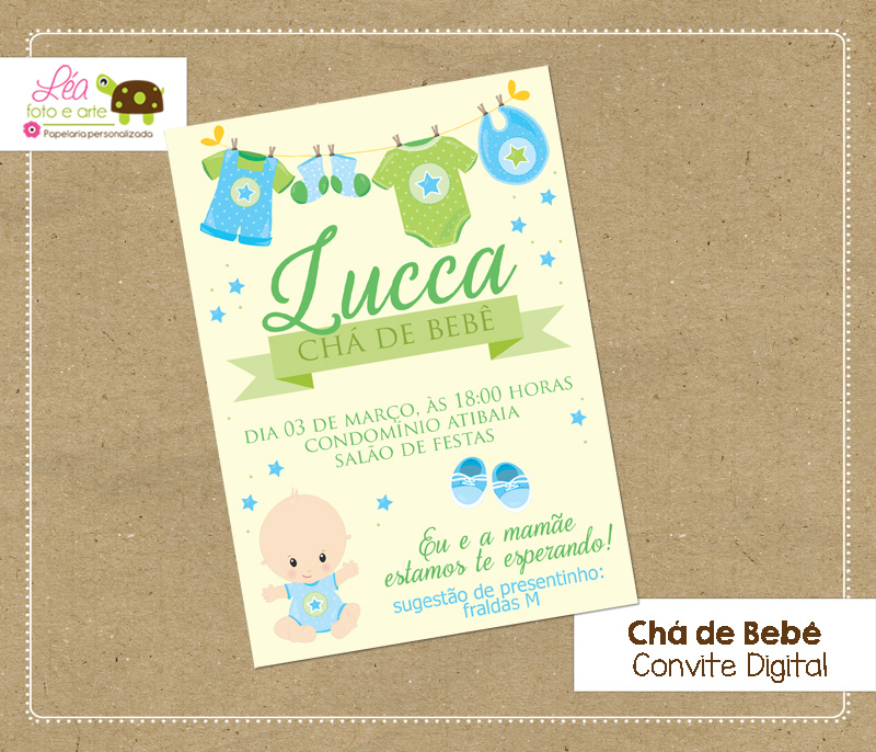 convite de chá de fraldas menino