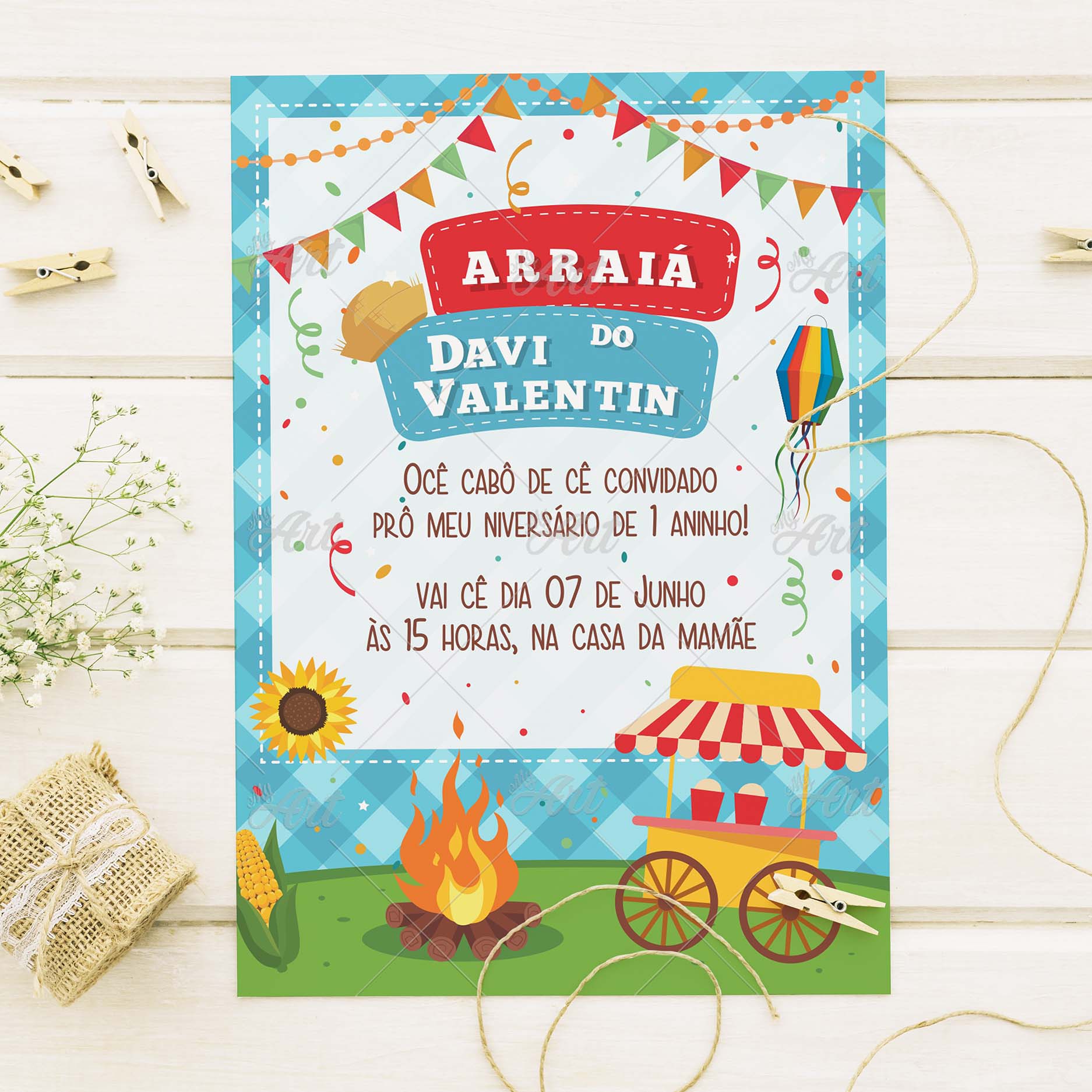 convite festa junina infantil barato como fazer