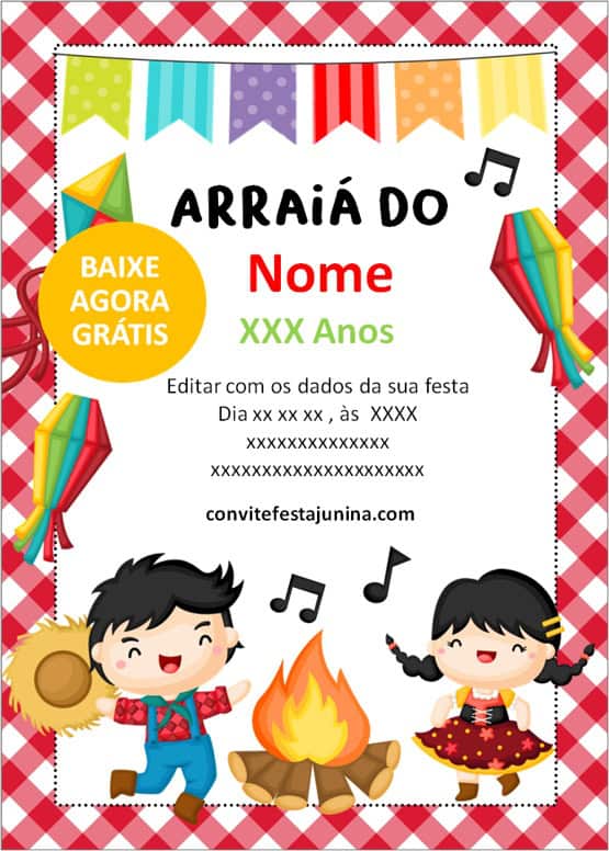 texto convite festa junina infantil com confirmação