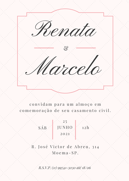 convite casamento civil para almoço intimo