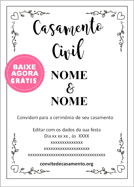 quanto custa convite casamento civil