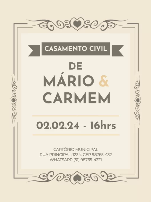 ideias criativas convite casamento civil simples