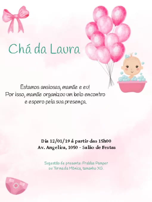 como escrever texto para convite de chá de bebê