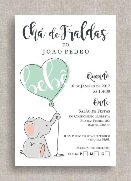 como fazer convite de cha de fralda personalizado com ursinho