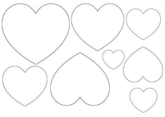 molde de coração para imprimir em tamanho real