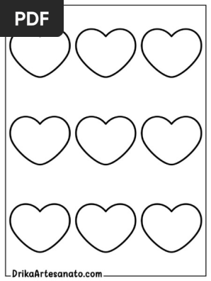 Molde de coração pequeno em PDF