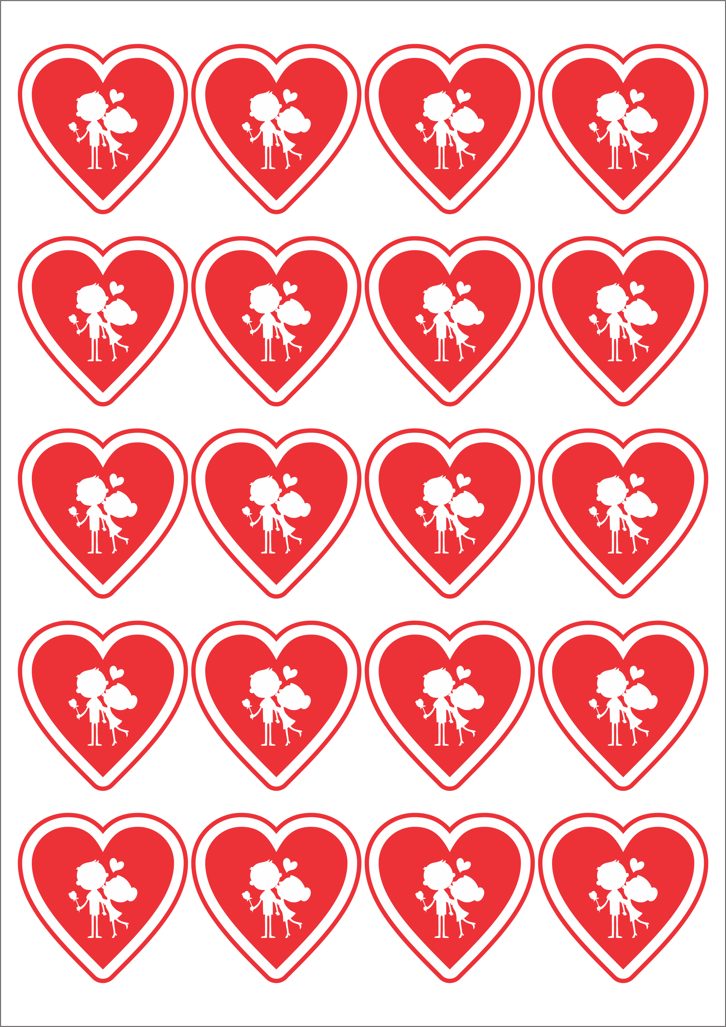 molde de coração em PDF