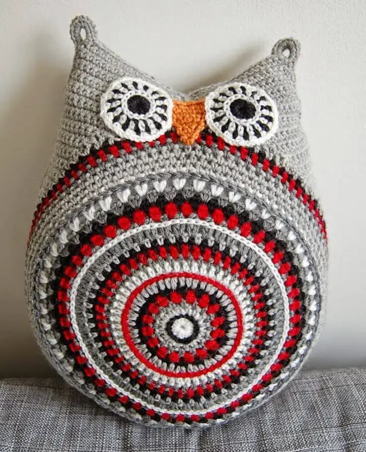 coruja de croche almofada