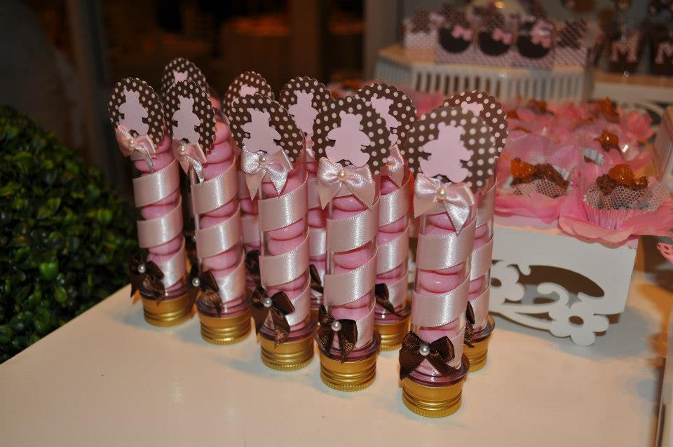 decoração cha bebe rosa e marrom