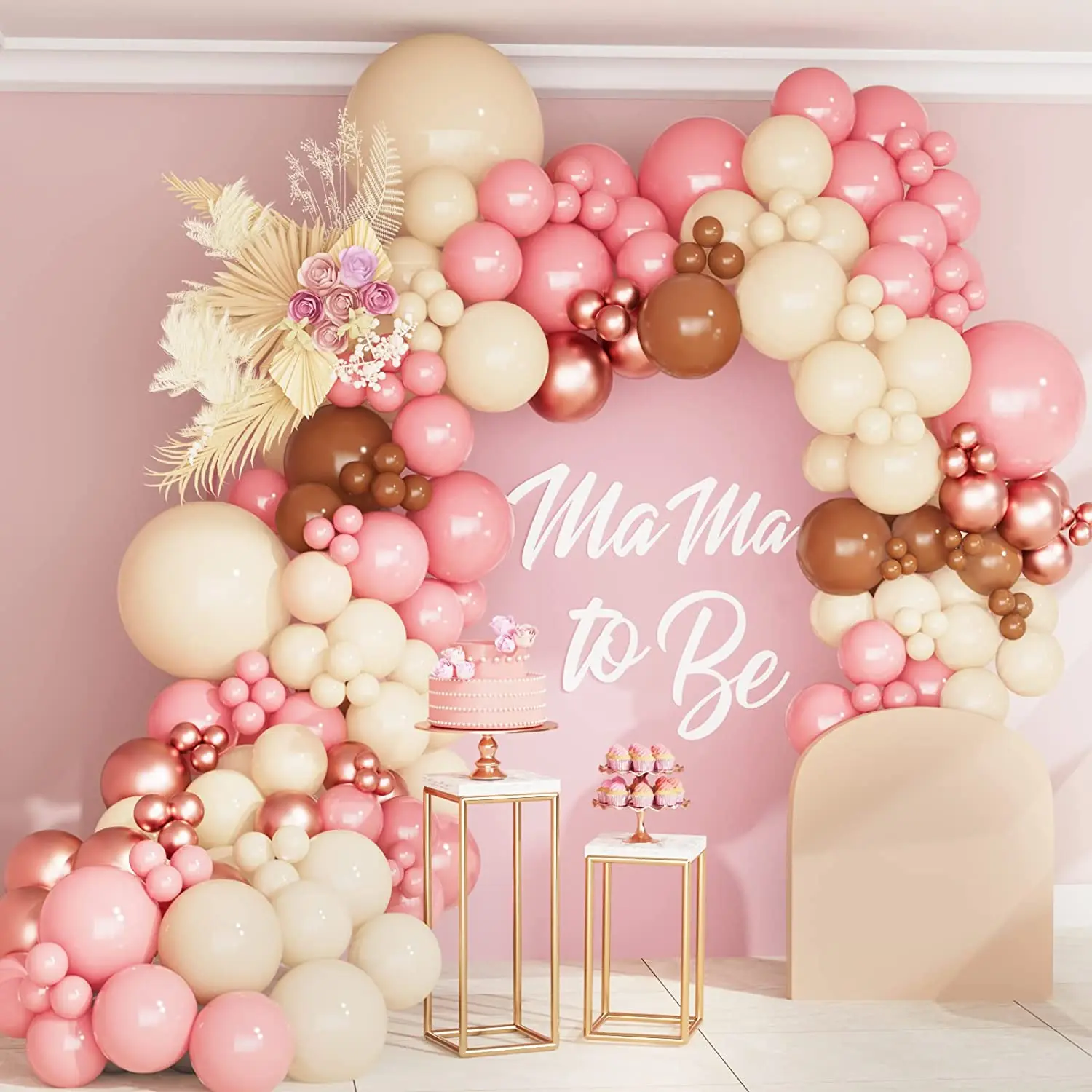 decoração cha bebe rosa e marrom