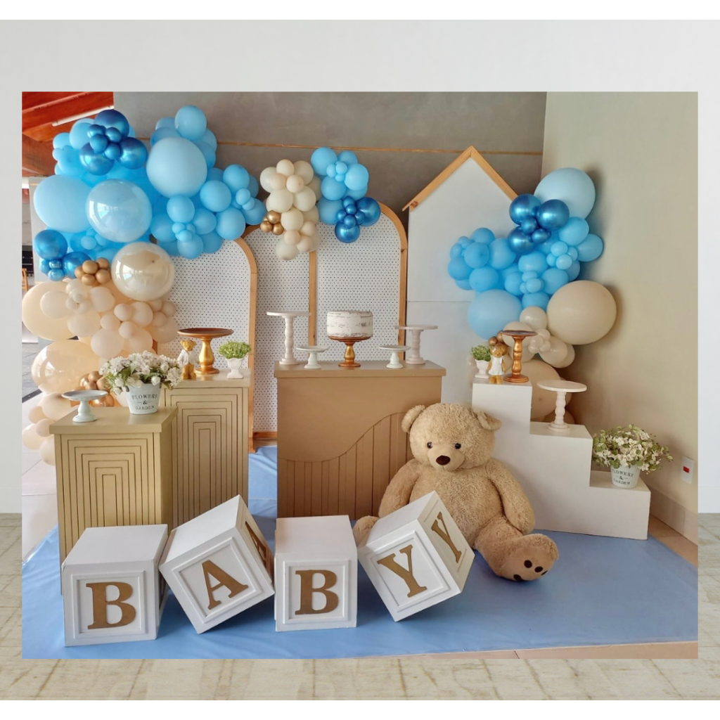 decoração cha de bebe azul simples